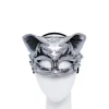Silver & Black Jewelled Cat Masquerade Mask