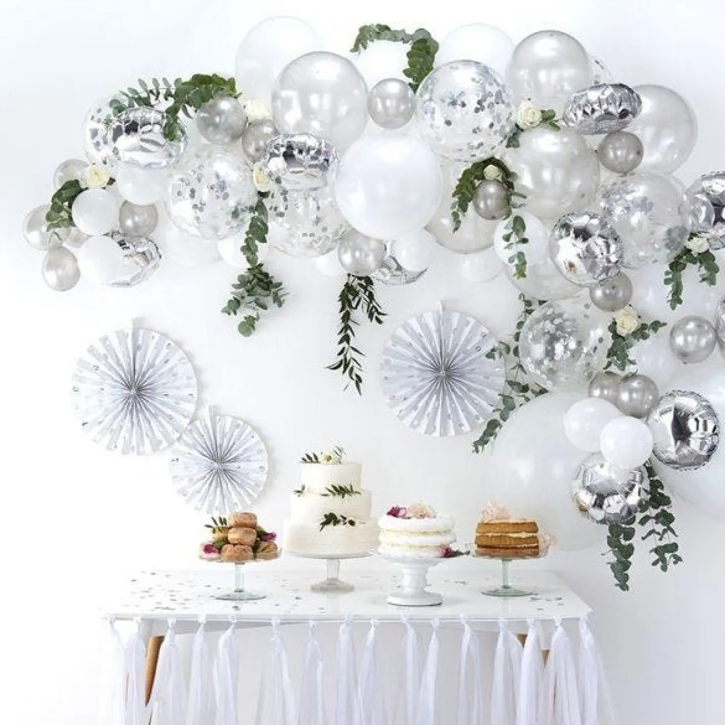 Silver Balloon Arch - 70 Balloons