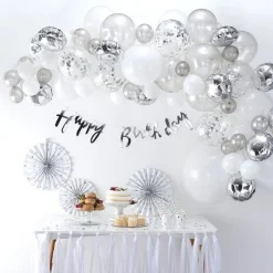 Silver Balloon Arch - 70 Balloons