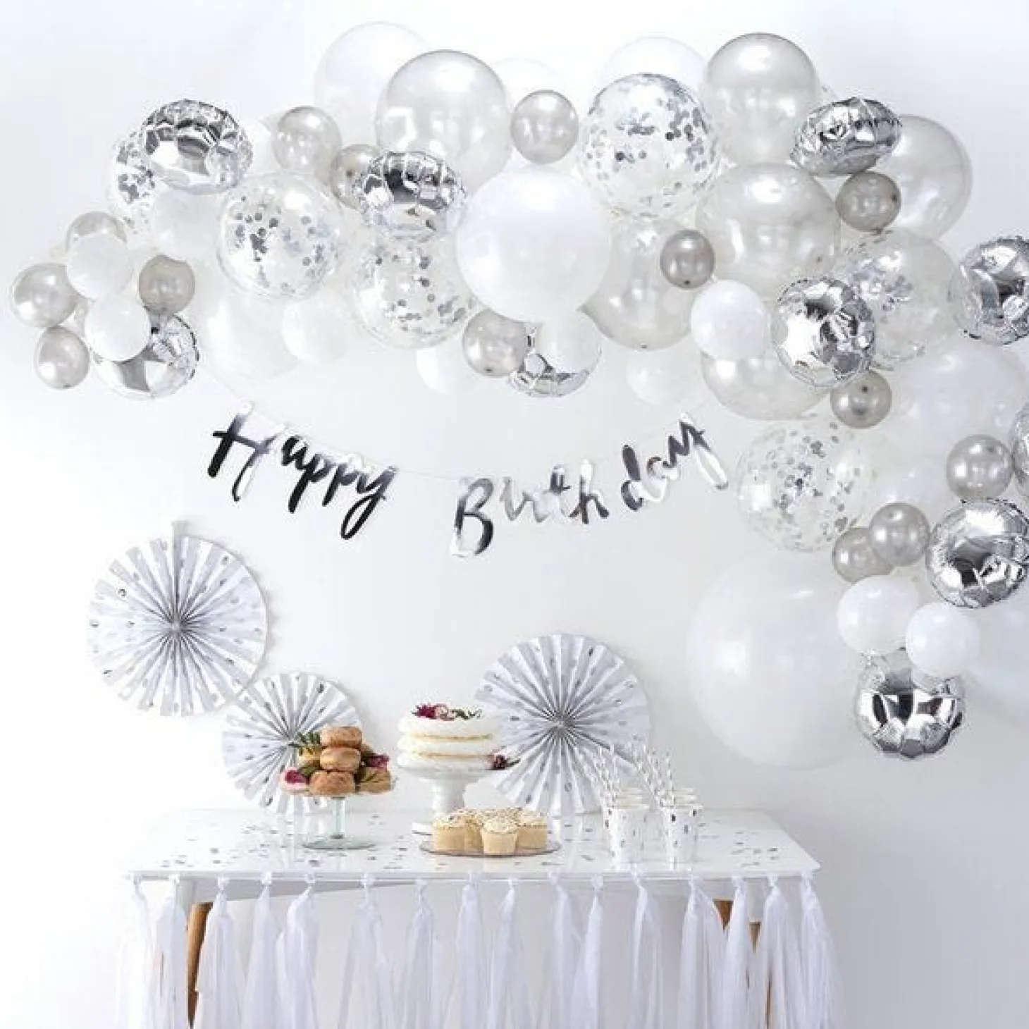 Silver Balloon Arch - 70 Balloons