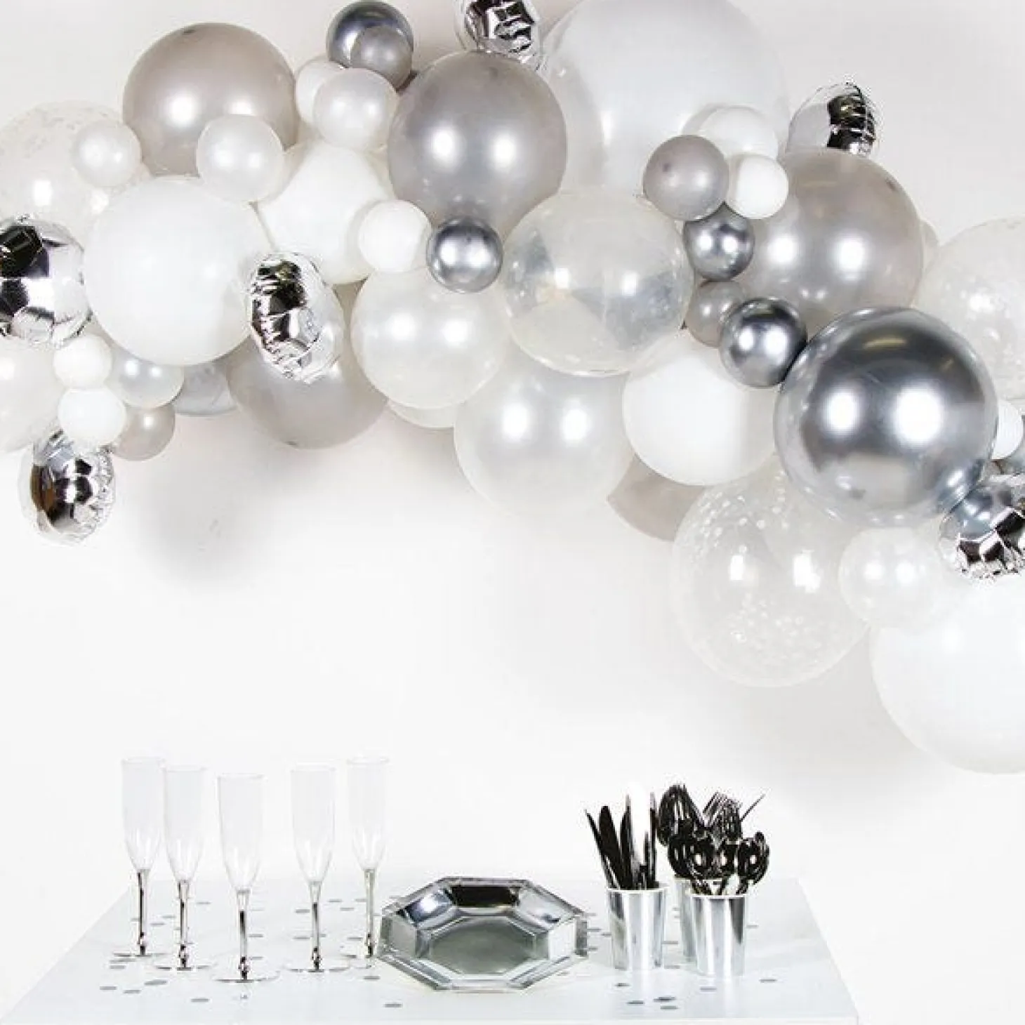 Silver Balloon Arch Garland Diy Kit - 66 Balloons