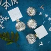 Silver Bauble Place Card Holder - 4Cm (6Pk)