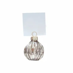 Silver Bauble Place Card Holder - 4Cm (6Pk)