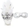 Silver Feather Masquerade Masks For Couples