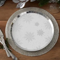 Silver Foil Snowflake Paper Plates - 25Cm (8Pk)