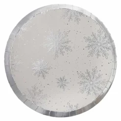 Silver Foil Snowflake Paper Plates - 25Cm (8Pk)