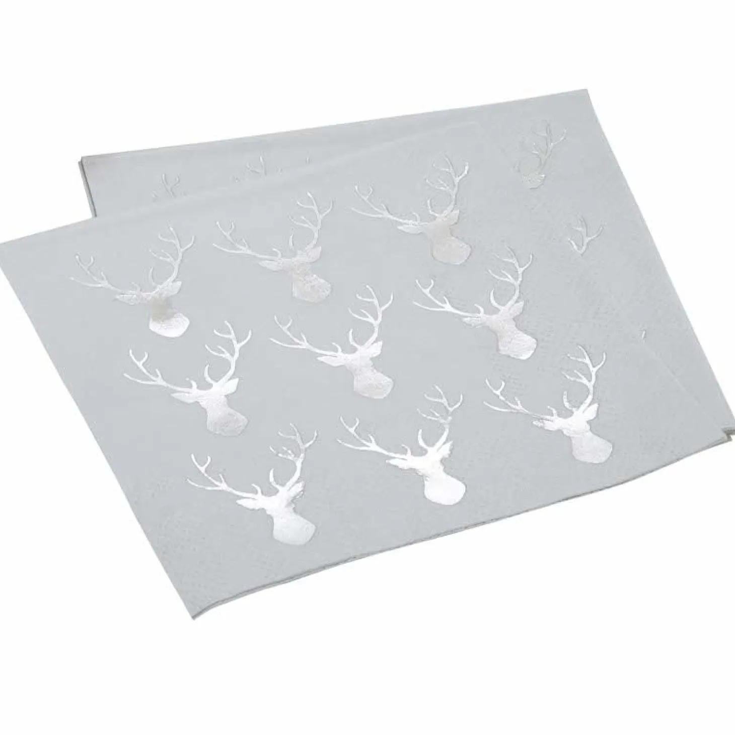 Silver Foiled Stag Paper Beverage Napkins (20Pk)
