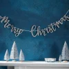 Silver Glitter Merry Christmas Wooden Banner - 1M