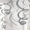 Silver Hanging Swirls Decoration - 55Cm (12Pk)