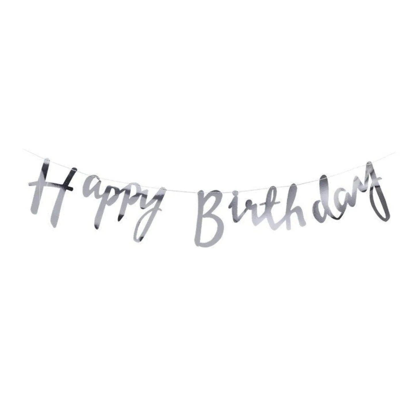 Silver 'Happy Birthday' Paper Banner - 1.5M