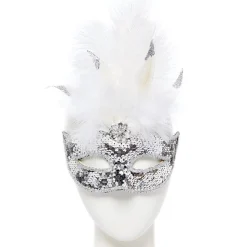 Silver Masquerade Mask With Sequins