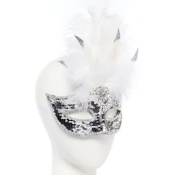 Silver Masquerade Mask With Sequins