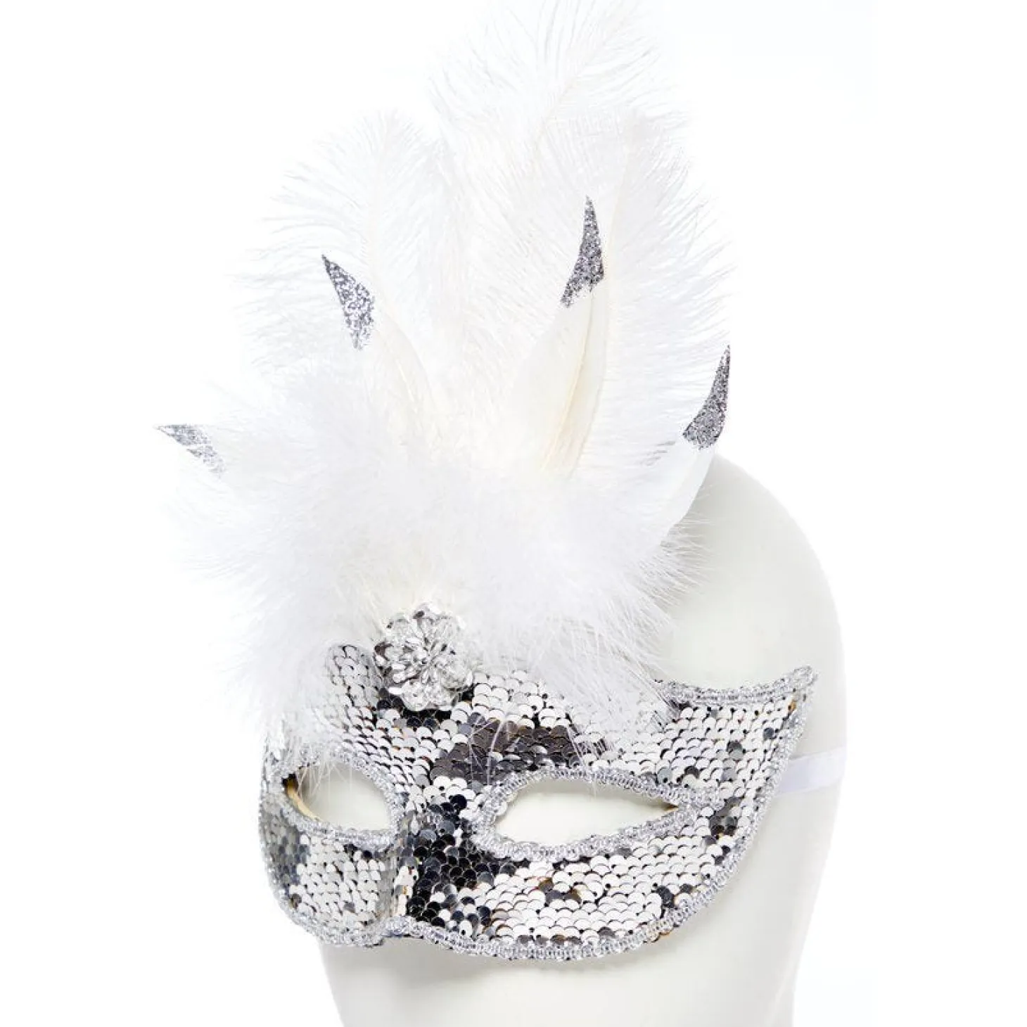Silver Masquerade Mask With Sequins