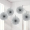 Silver Paper Fan Decorations - 15Cm (5Pk)