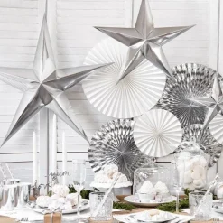 Silver Paper Star Decoration - 70Cm