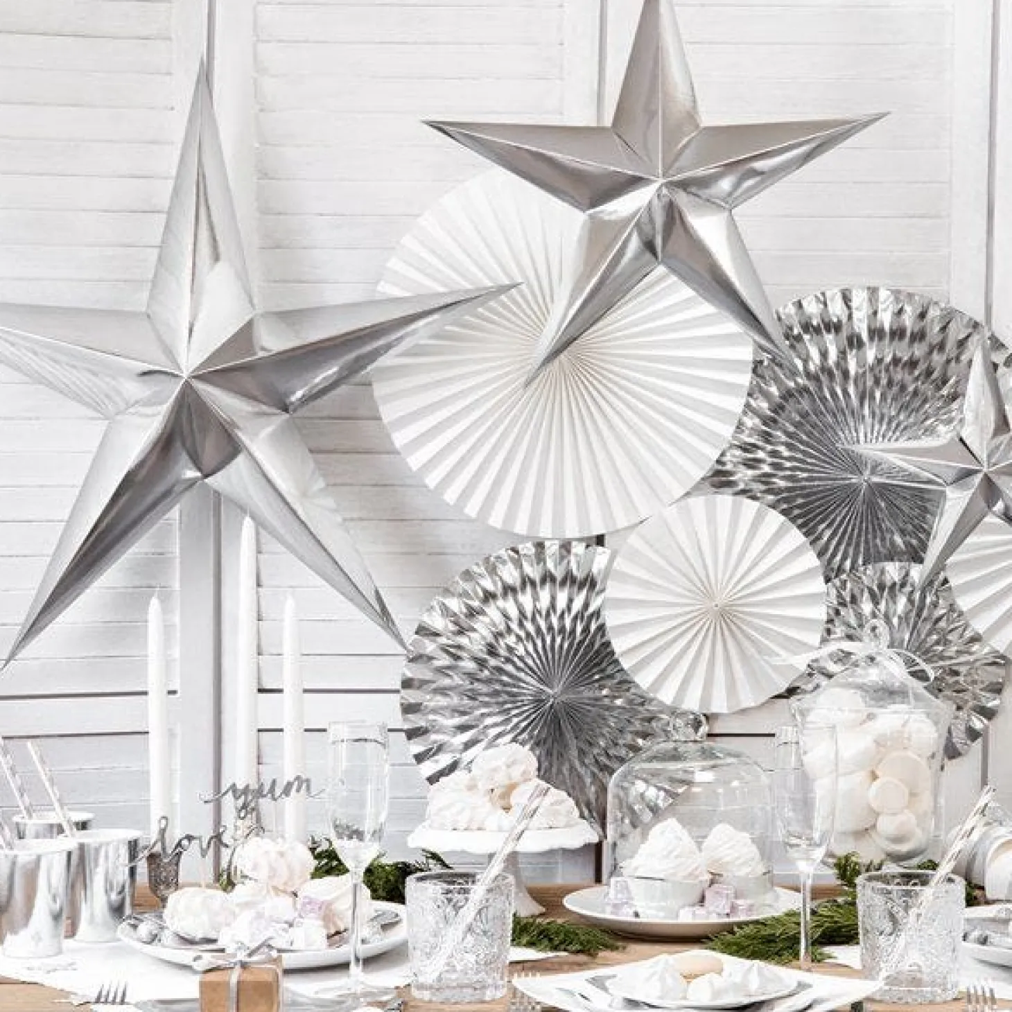Silver Paper Star Decoration - 70Cm