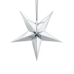 Silver Paper Star Decoration - 30Cm