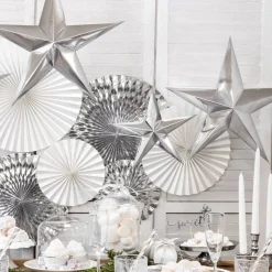 Silver Paper Star Decoration - 30Cm