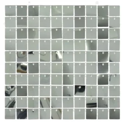 Silver Sequin Acrylic Backed Wall Panel - 30Cm X 30Cm