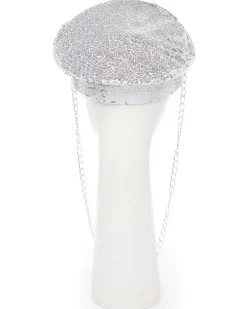 Silver Sequin Biker Hat