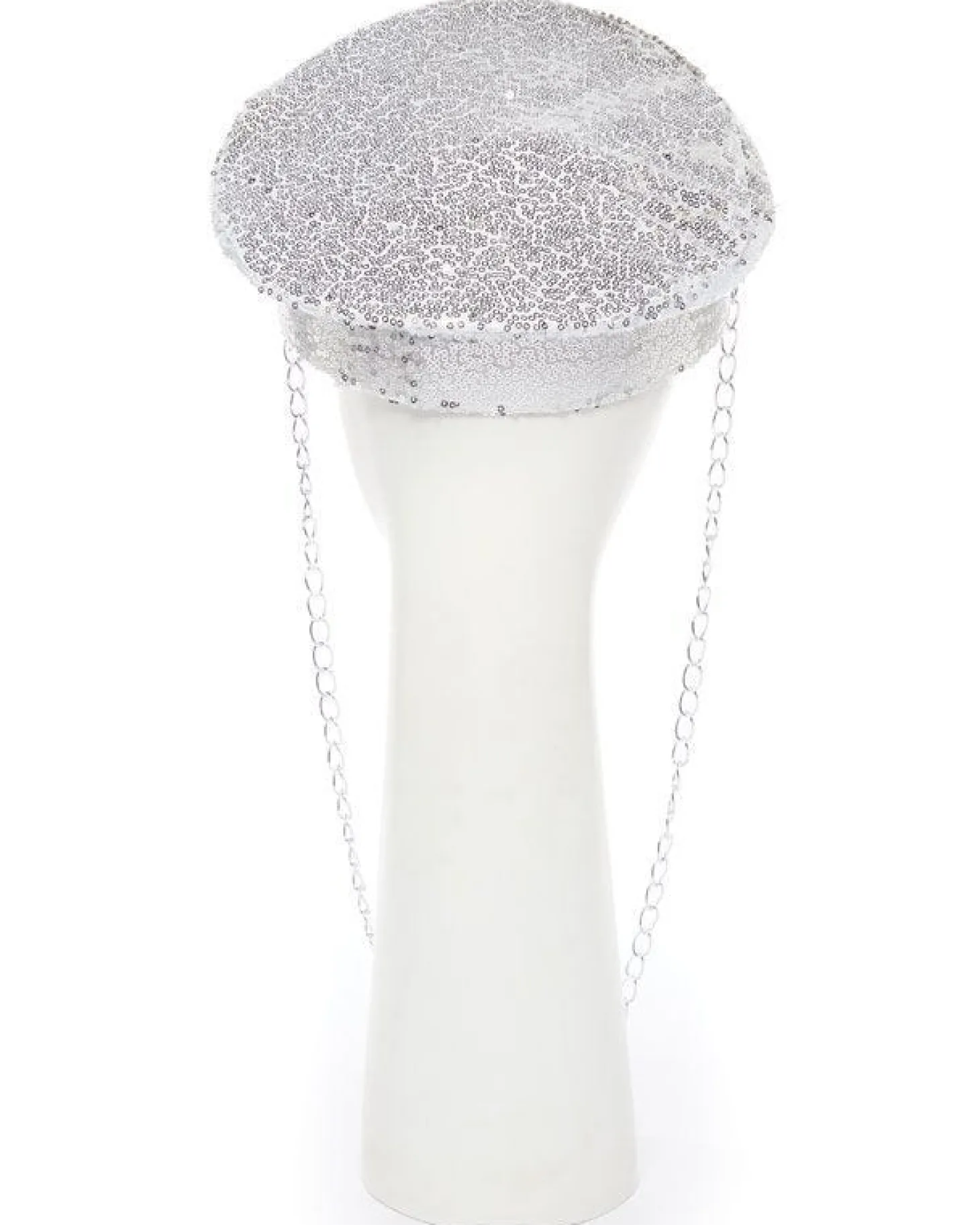 Silver Sequin Biker Hat