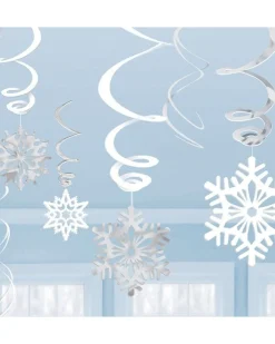 Silver Snowflake Hanging Swirls - 60Cm (12Pk)