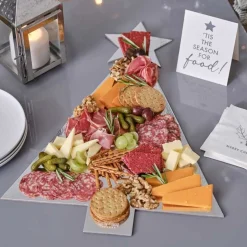 Silver Tree Shaped Grazing Board - 57Cm X 40Cm