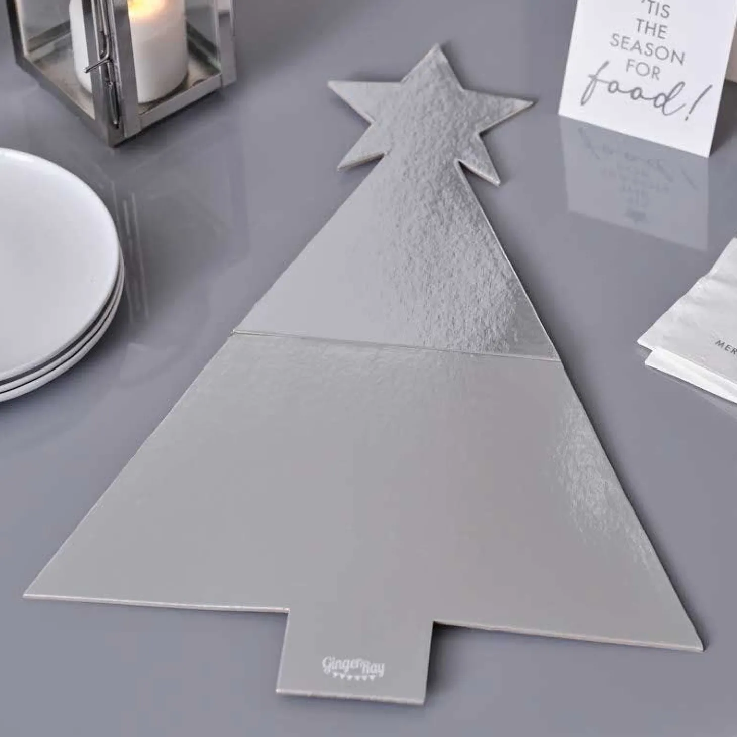 Silver Tree Shaped Grazing Board - 57Cm X 40Cm