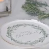 Silver Wreath Merry Christmas Paper Plates - 25Cm (8Pk)