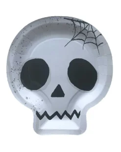 Skull Shaped Paper Plates - 23Cm (8Pk)