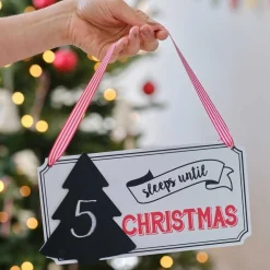 Sleeps Until Christmas Wooden Sign - 21.5Cm