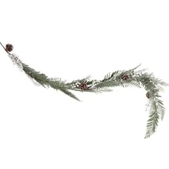 Snowy Evergreen Foliage Garland With White Berries - 1.9M