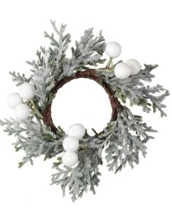 Snowy Foliage And White Berries Napkin Rings (4Pk)