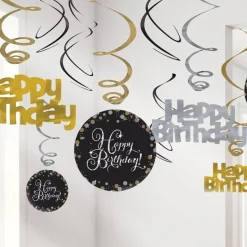 Sparkling Celebration Happy Birthday Hanging Swirls - 45Cm (12Pk)