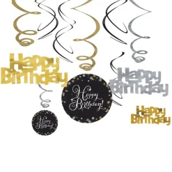 Sparkling Celebration Happy Birthday Hanging Swirls - 45Cm (12Pk)