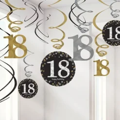Sparkling Celebration 18Th Birthday Hanging Swirls - 45Cm (12Pk)