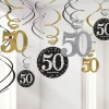 Sparkling Celebration 50Th Birthday Hanging Swirls - 45Cm (12Pk)