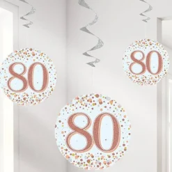 Sparkling Fizz 80Th Hanging Swirls (6Pk)