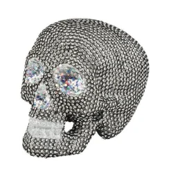Sparkly Silver Skull Table Decoration - 19Cm