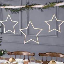 Star Wooden Decorations (3Pk)