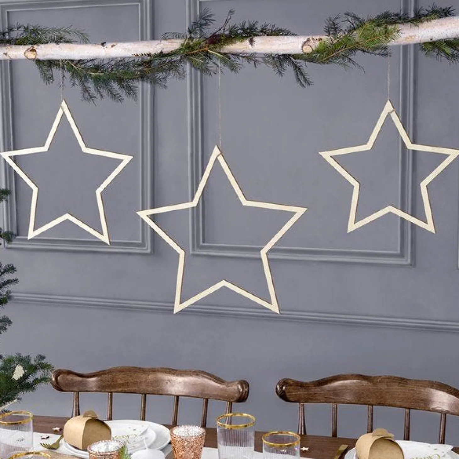 Star Wooden Decorations (3Pk)