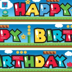 Super Mario Style Paper Banners - 1M (3Pk)