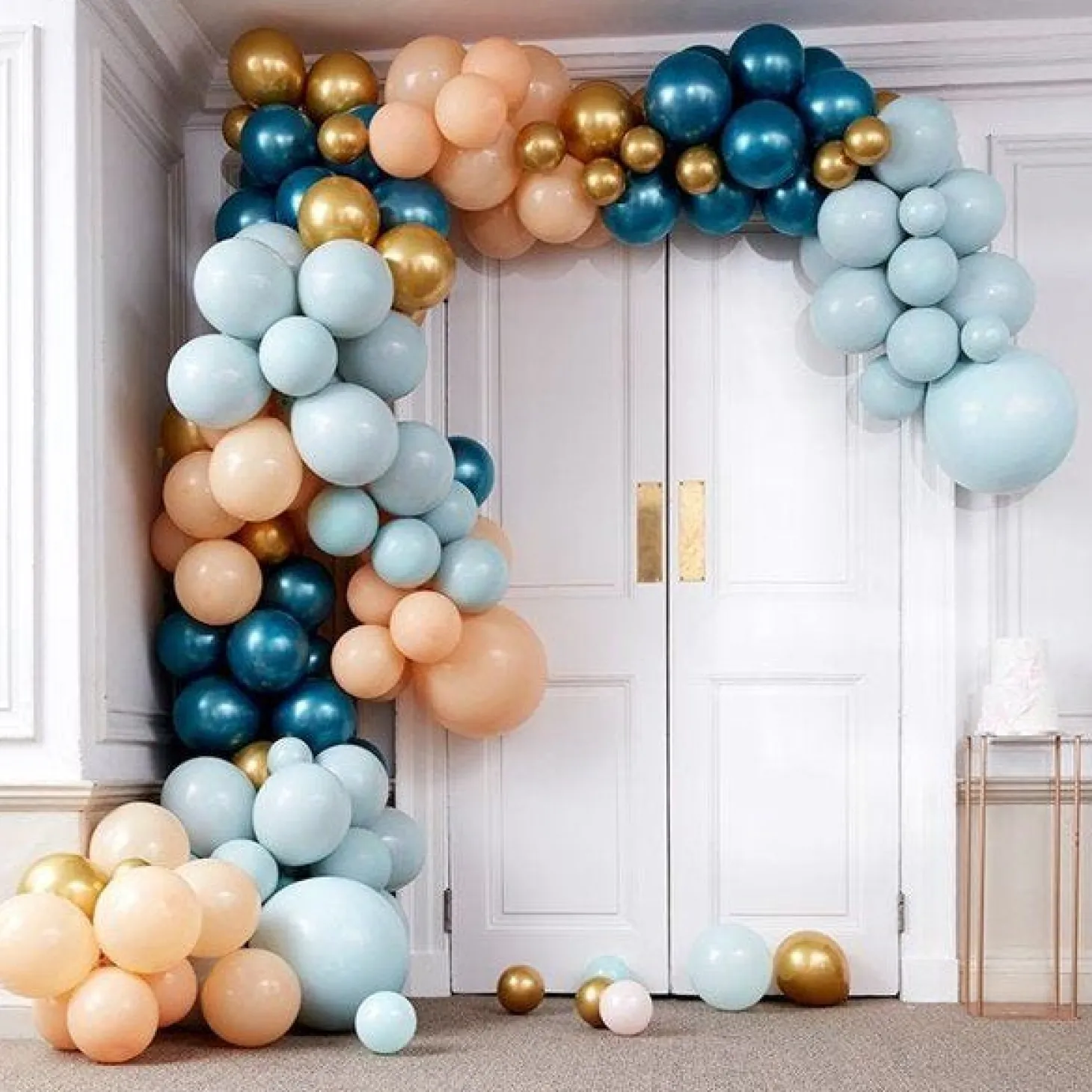 Teal & Gold Chrome Large Balloon Arch Diy Kit - 200 Balloons