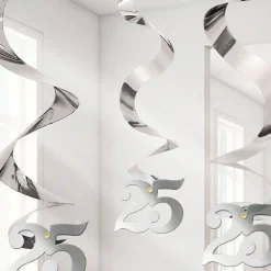 25Th Anniversary Hanging Swirls - 60Cm (5Pk)