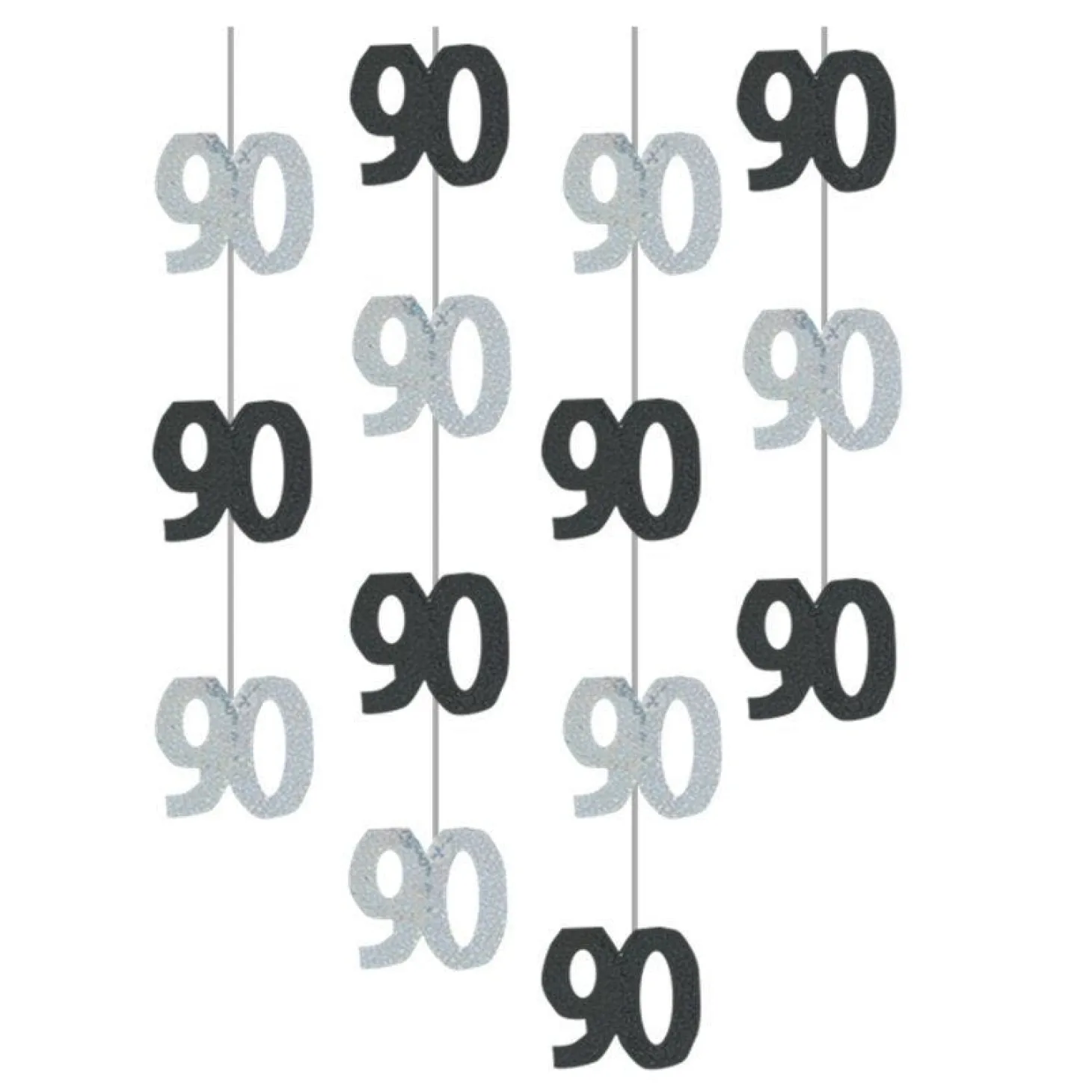 90Th Birthday Black Hanging Decorations - 5Ft Party Decorations (6Pk)