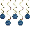 40Th Birthday Navy & Gold Geode Hanging Swirls (5Pk)