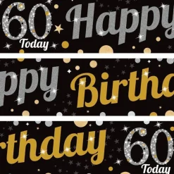 60Th Birthday Paper Banners - 1M (3Pk)
