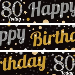 80Th Birthday Paper Banners - 1M (3Pk)