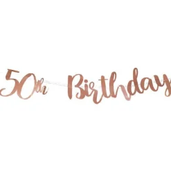 50Th Birthday Rose Gold Letter Banner - 1M