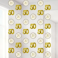 50Th Gold Sparkling Wedding Anniversary String Decoration (6Pk)